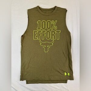 Under Armour Project Rock Olive Tank Top with Bold Print